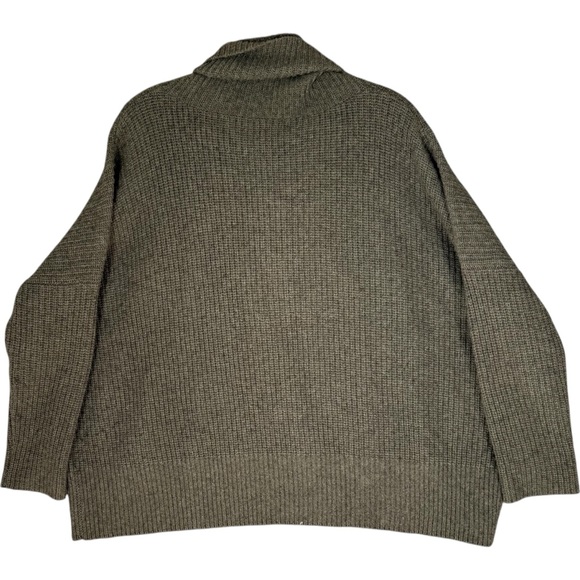 Autumn Cashmere Green Boxy Sweater Cashmere Wool Blend Elbow Patches M - Picture 2 of 9